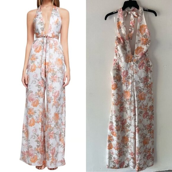 New! Nookie Utopia White Orange Floral Print Jumpsuit - 37699 - Picture 1 of 14